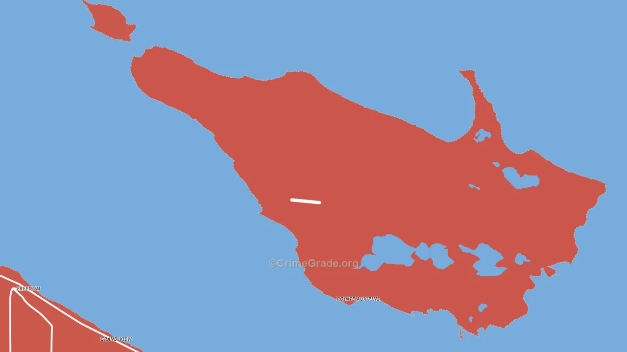 Pointe Aux Pins, MI Map of Robbery Rates