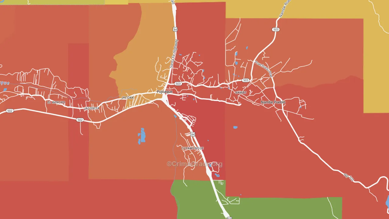 Pojoaque, NM Map of Robbery Rates