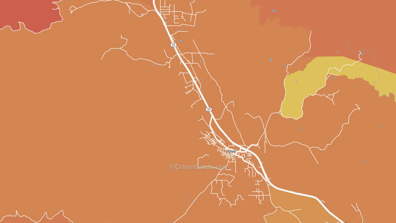 Poland Junction, AZ Map of Robbery Rates