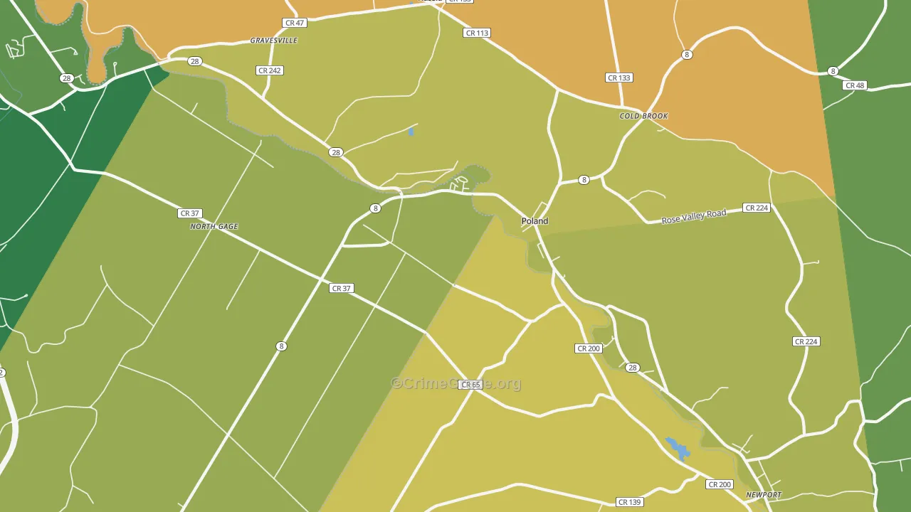 Poland, NY Map of Robbery Rates