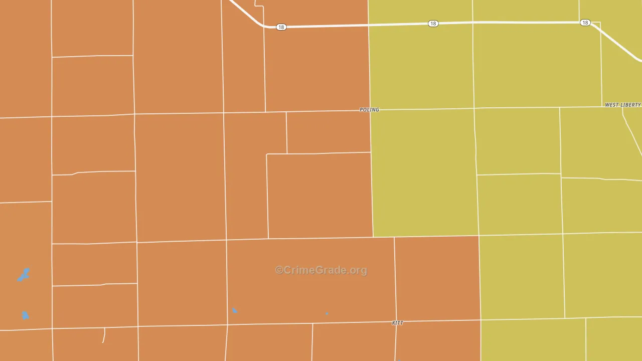 Poling, IN Map of Robbery Rates