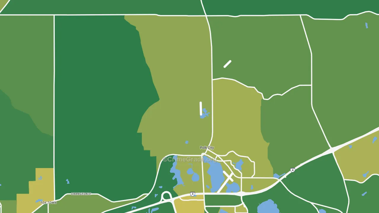 Polk City, FL Map of Robbery Rates