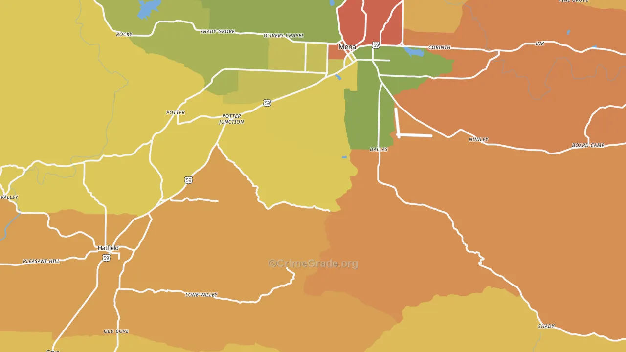 Polk County, AR Map of Robbery Rates