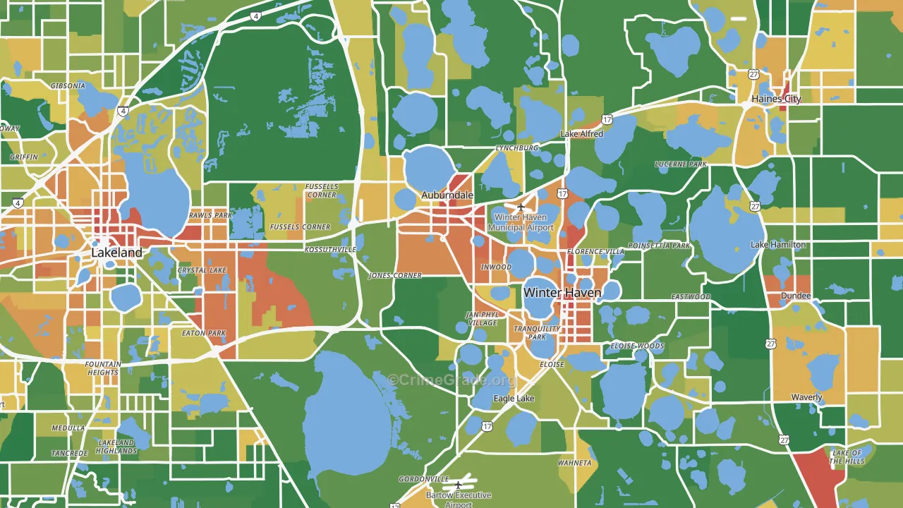Polk County, FL Map of Robbery Rates