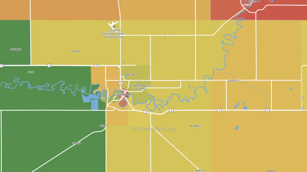 Polk County, MN Map of Robbery Rates