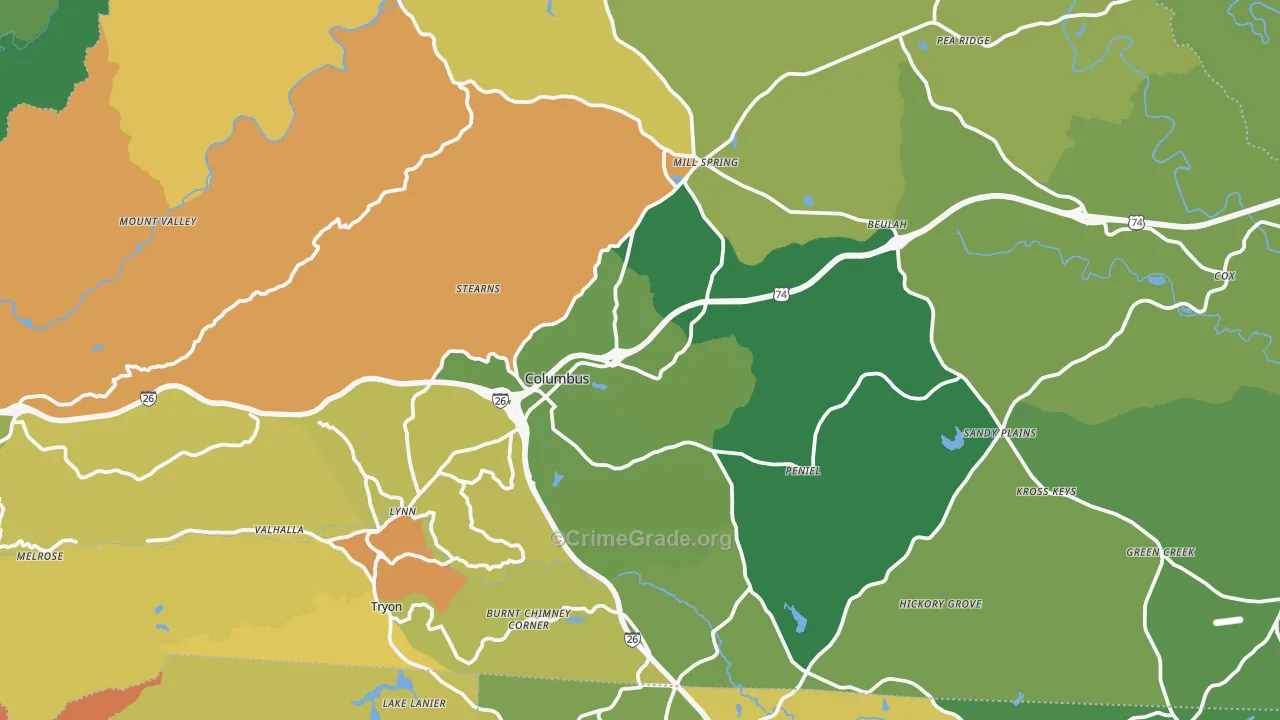 Polk County, NC Map of Robbery Rates