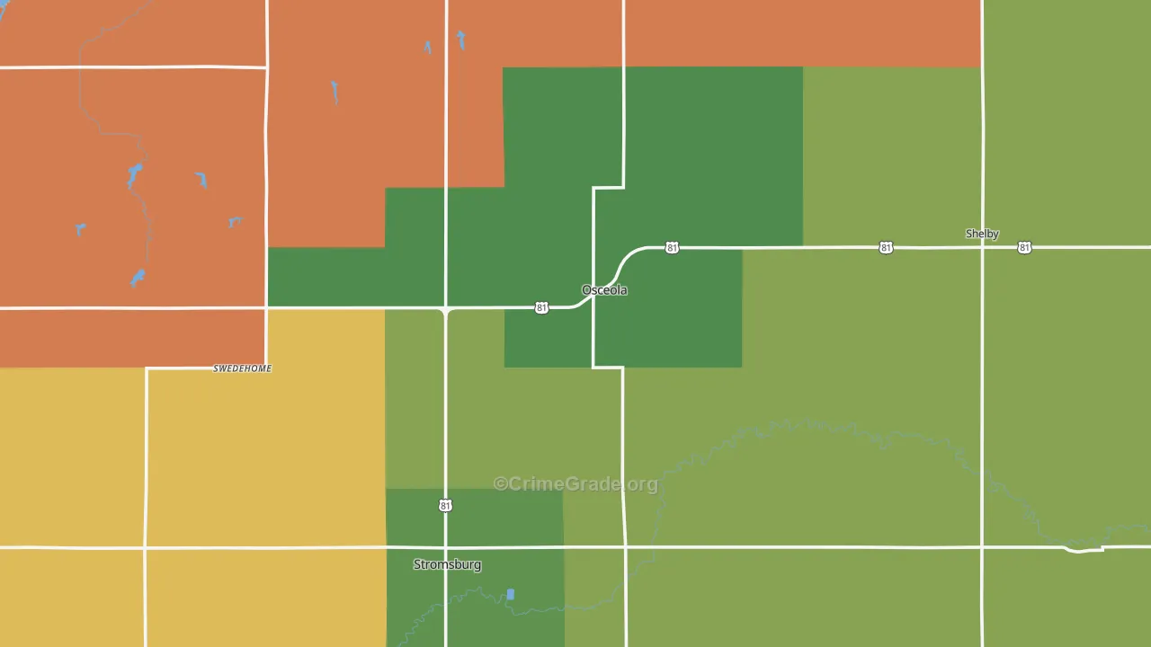 Polk County, NE Map of Robbery Rates