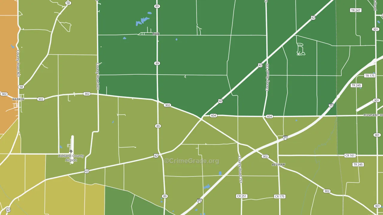 Polk, OH Map of Robbery Rates