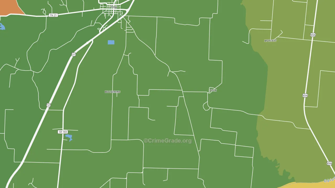 Polk, TN Map of Robbery Rates