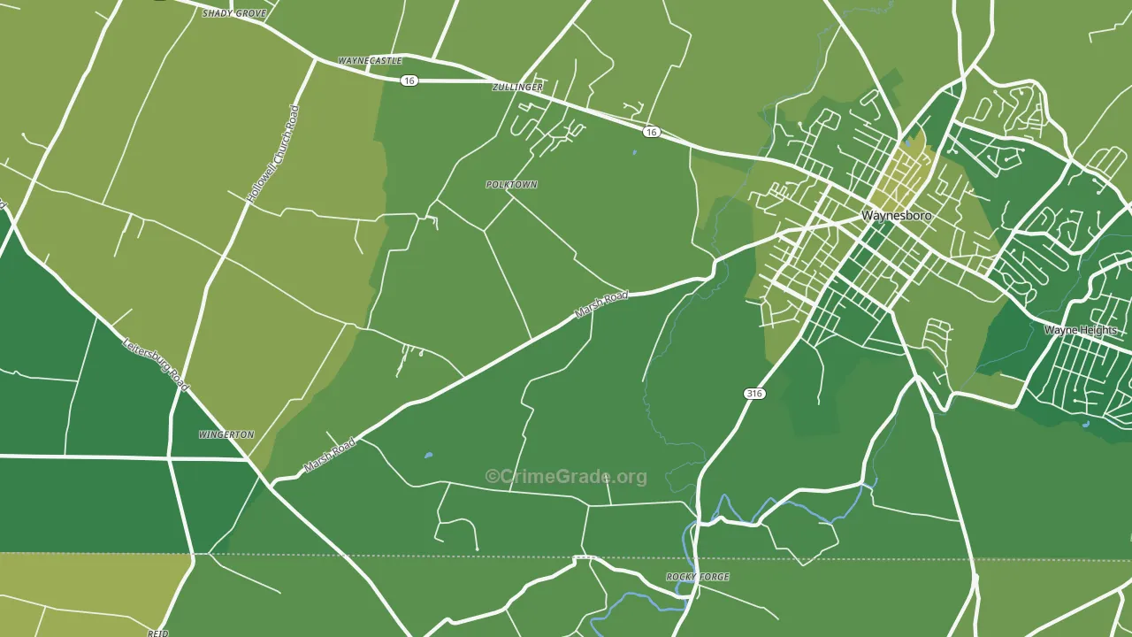 Polktown, PA Map of Robbery Rates