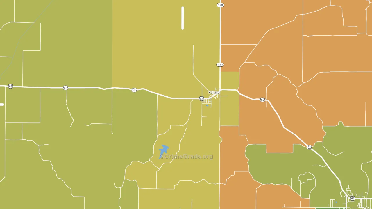 Pollard, AR Map of Robbery Rates