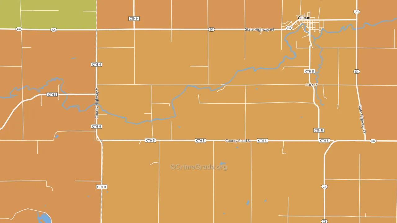 Polley, WI Map of Robbery Rates
