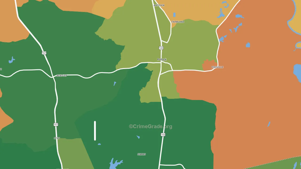 Pollock, LA Map of Robbery Rates
