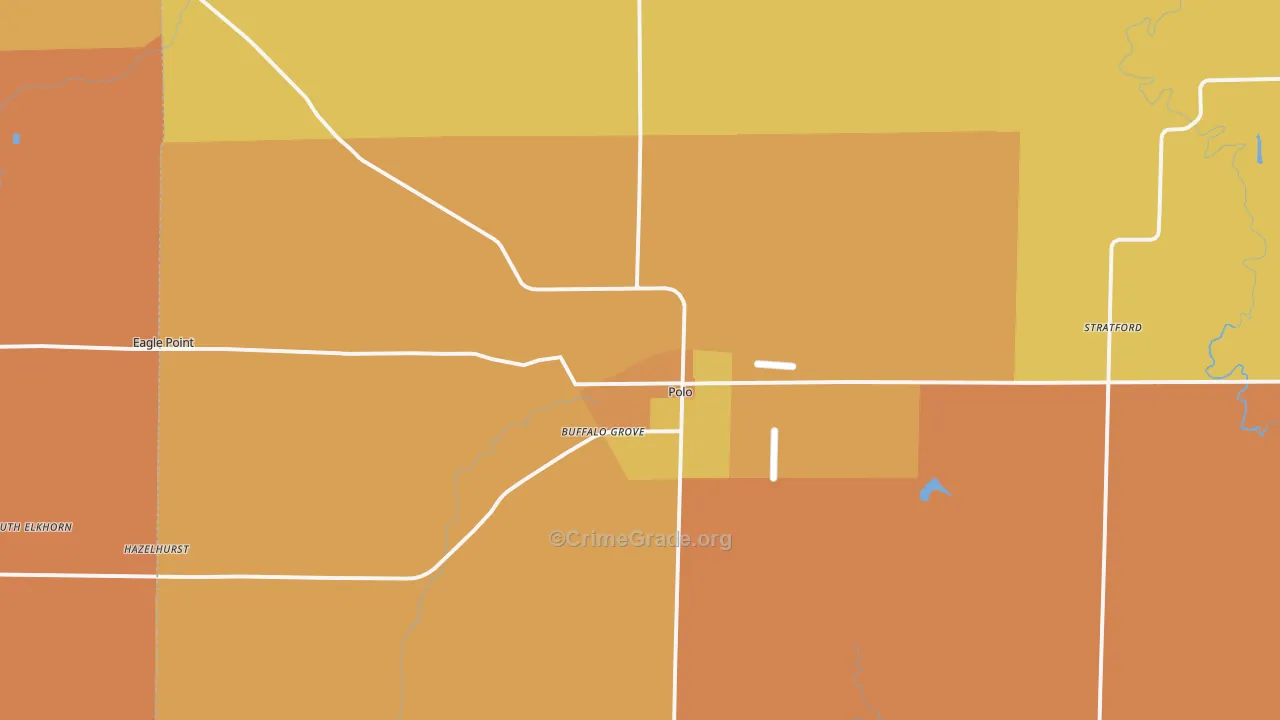Polo, IL Map of Robbery Rates