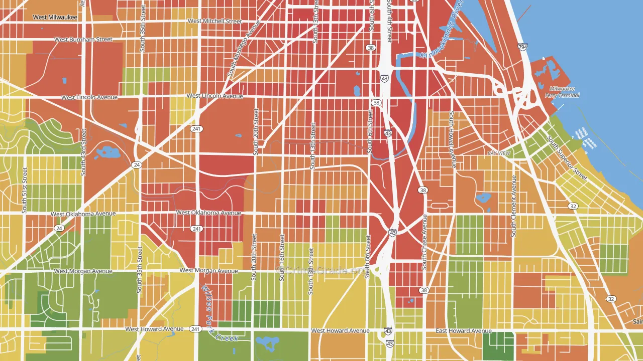 Polonia, Milwaukee, WI Map of Robbery Rates