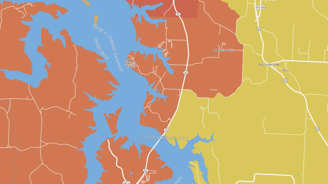 Pom-o-sa Heights, MO Map of Robbery Rates