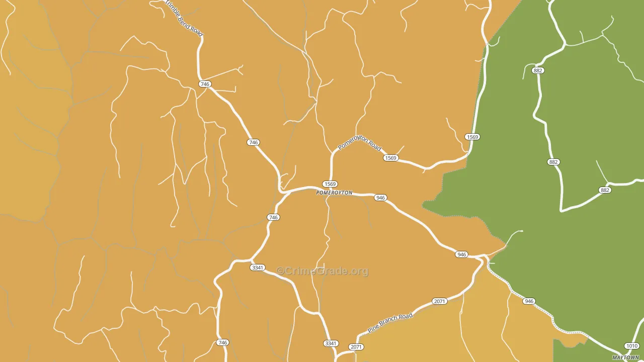 Pomeroyton, KY Map of Robbery Rates