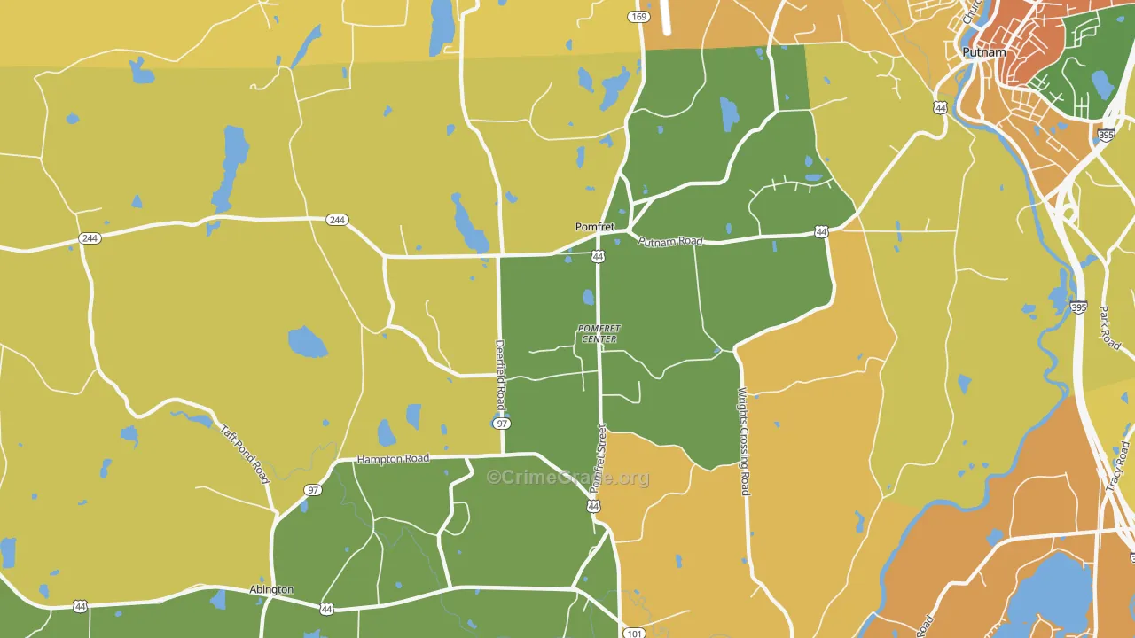 Pomfret, CT Map of Robbery Rates
