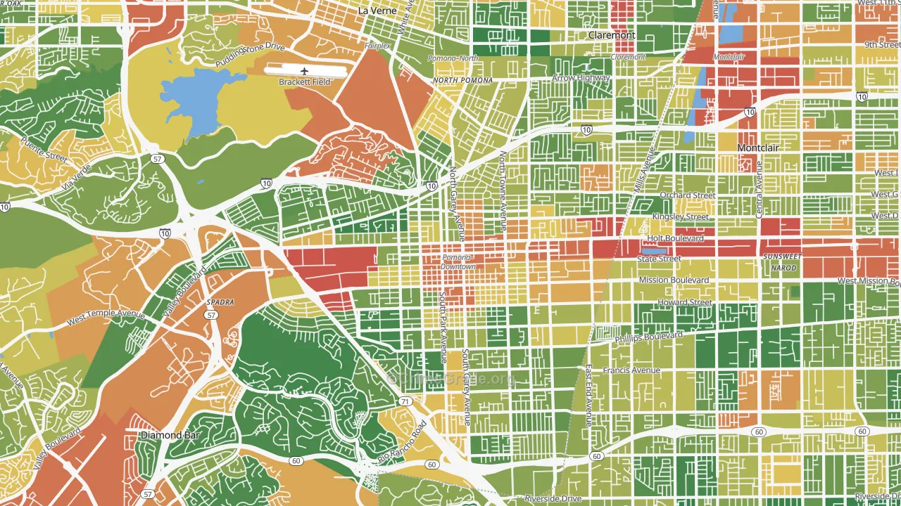 Pomona, CA Map of Robbery Rates