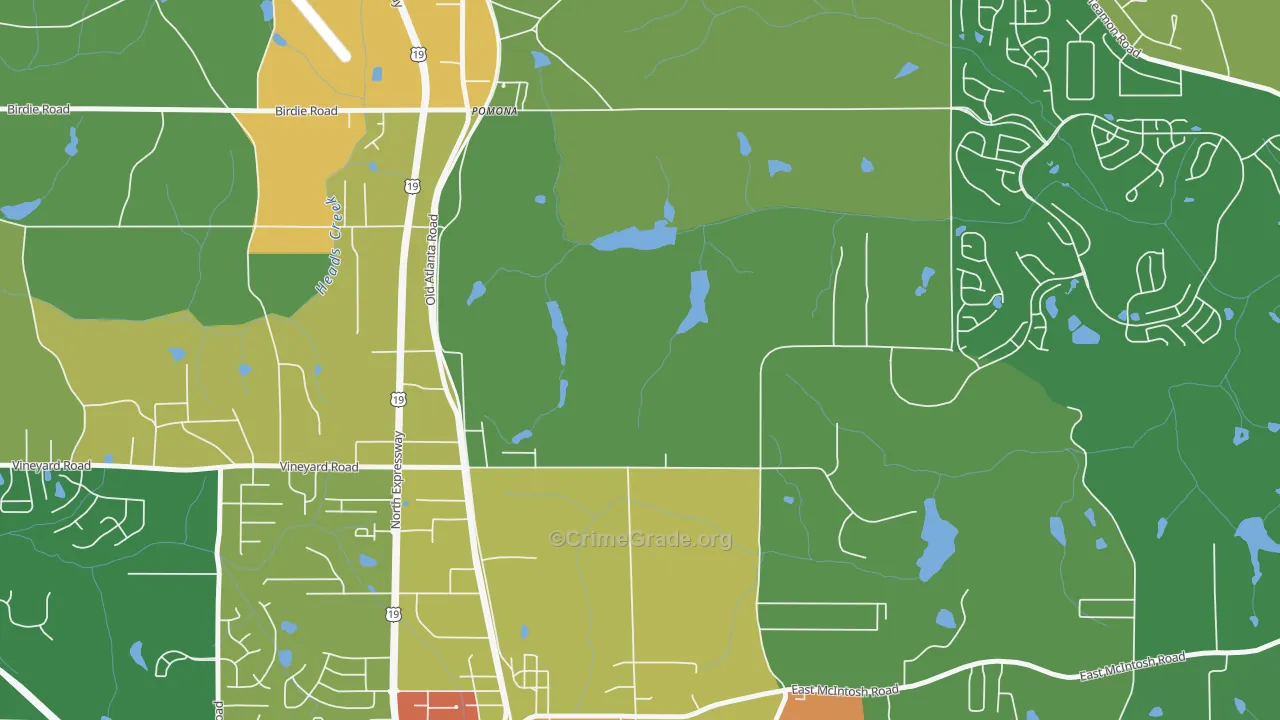 Pomona, GA Map of Robbery Rates