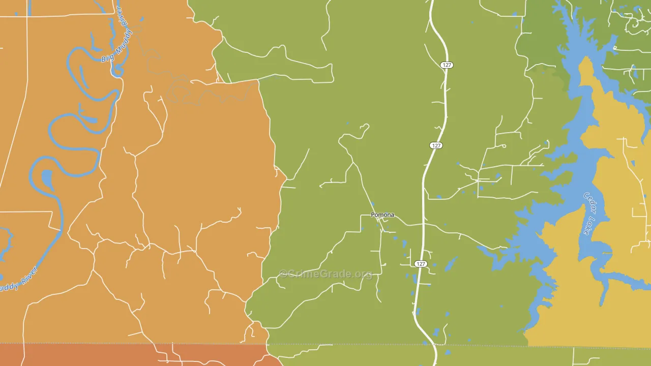 Pomona, IL Map of Robbery Rates