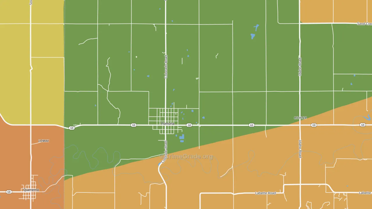 Pomona, KS Map of Robbery Rates