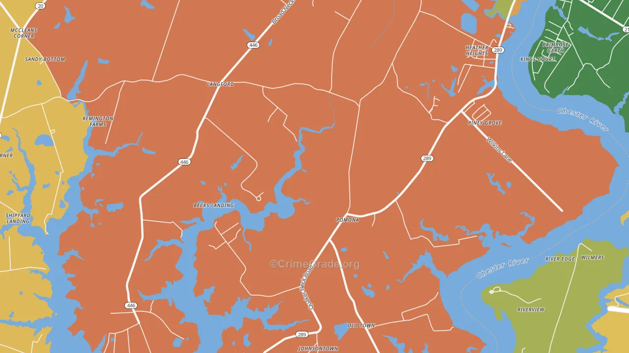 Pomona, MD Map of Robbery Rates