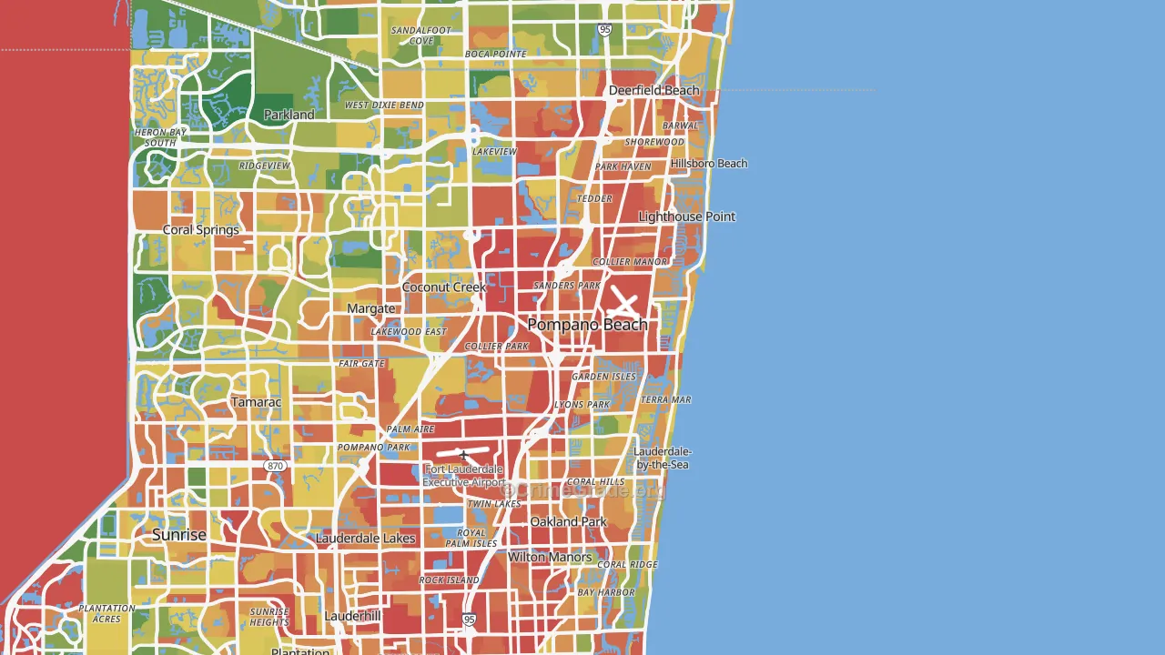 Pompano Beach, FL Map of Robbery Rates