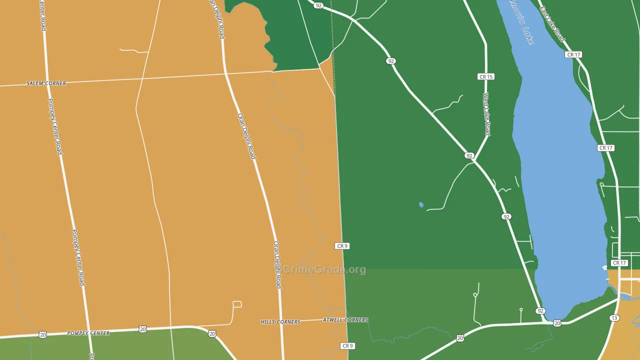 Pompey Center, NY Map of Robbery Rates