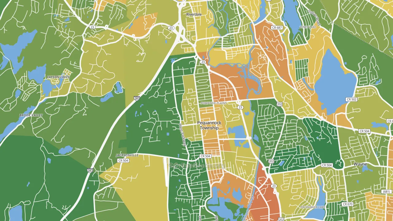 Pompton Plains, NJ Map of Robbery Rates