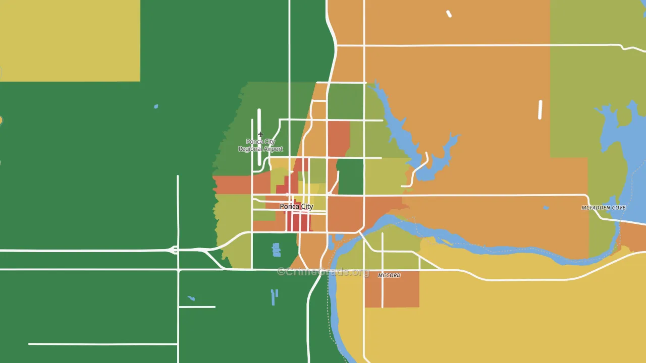 Ponca City, OK Map of Robbery Rates