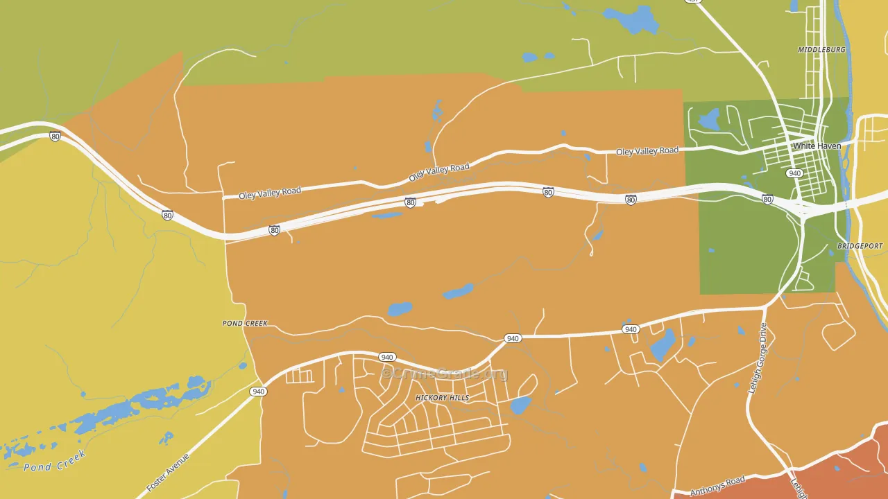 Pond Creek, PA Map of Robbery Rates