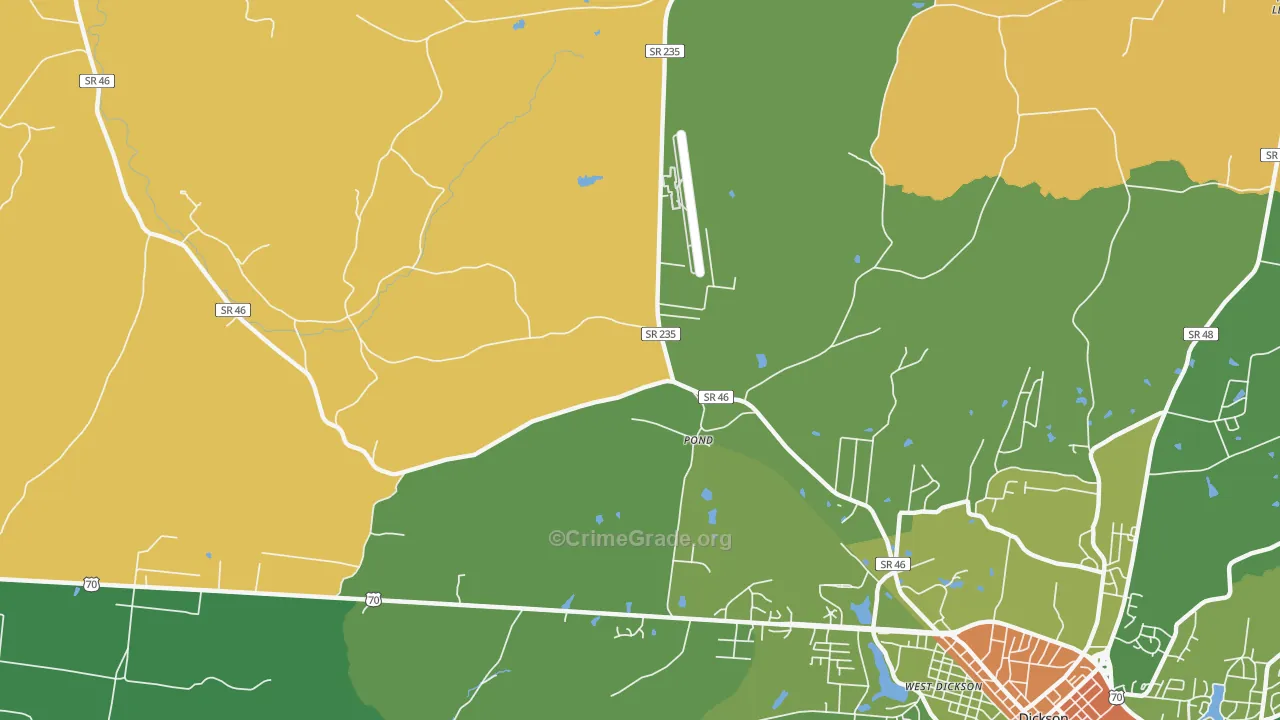 Pond, TN Map of Robbery Rates