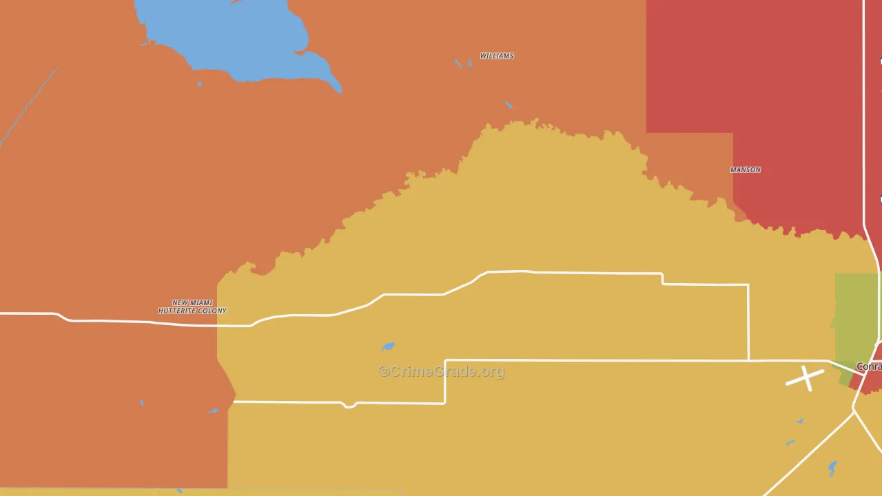 Pondera County, MT Map of Robbery Rates