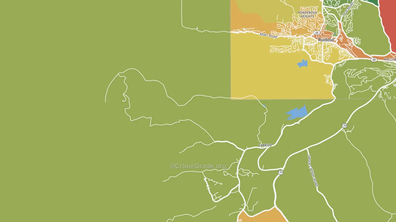 Ponderosa Heights, NM Map of Robbery Rates