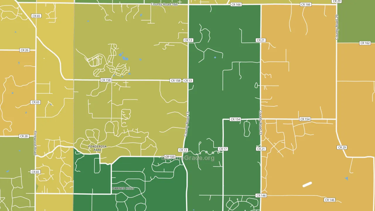 Ponderosa Park, CO Map of Robbery Rates