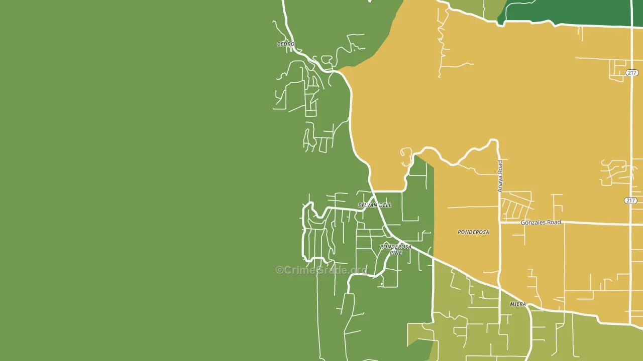 Ponderosa Pine, NM Map of Robbery Rates