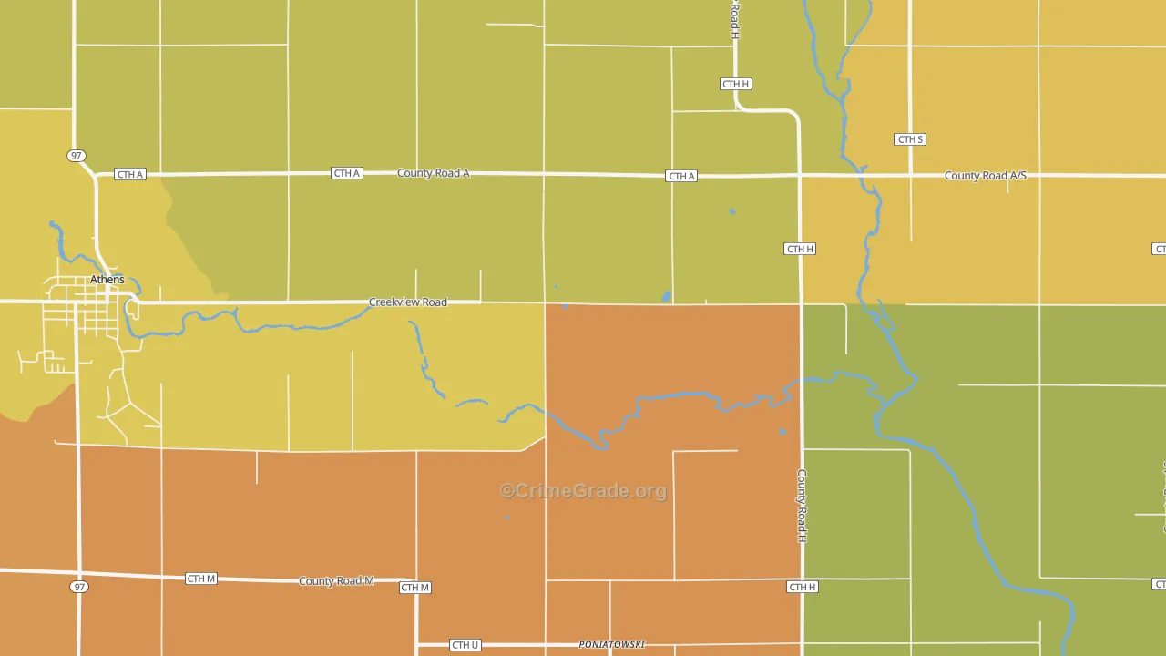 Poniatowski, WI Map of Robbery Rates