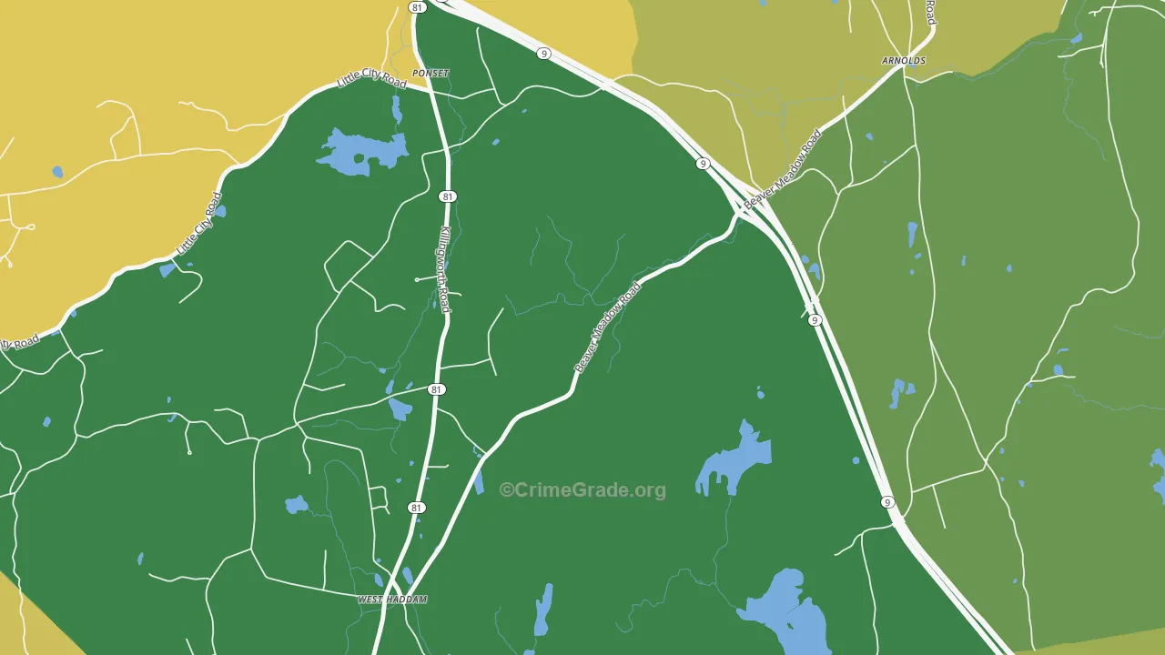 Ponset, CT Map of Robbery Rates