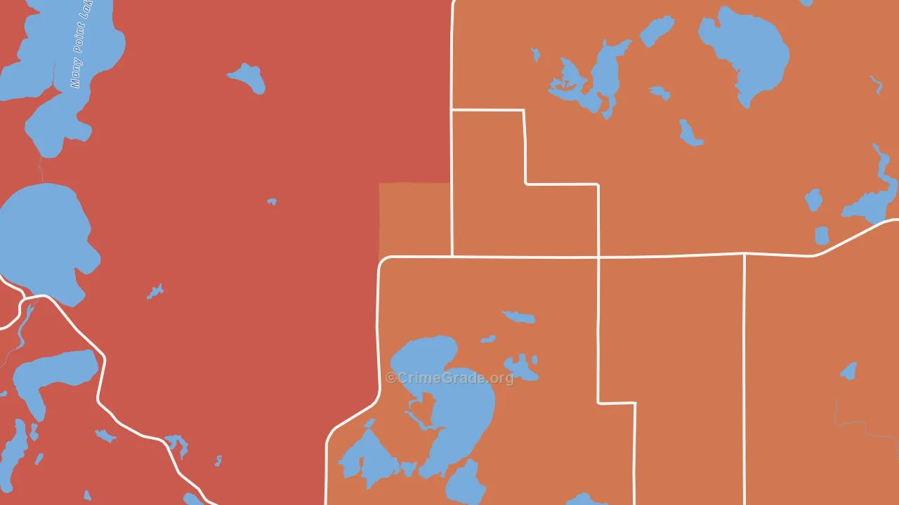 Ponsford, MN Map of Robbery Rates