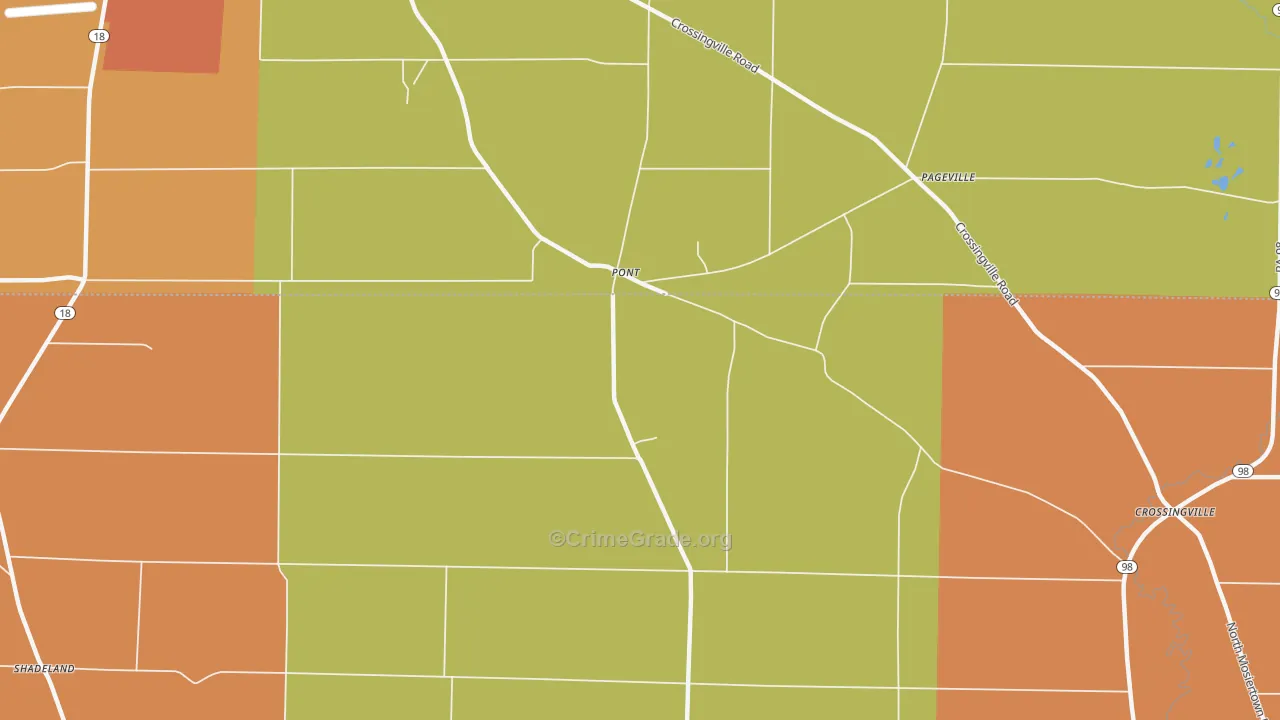 Pont, PA Map of Robbery Rates