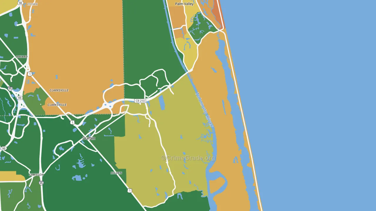 Ponte Vedra Beach, FL Map of Robbery Rates