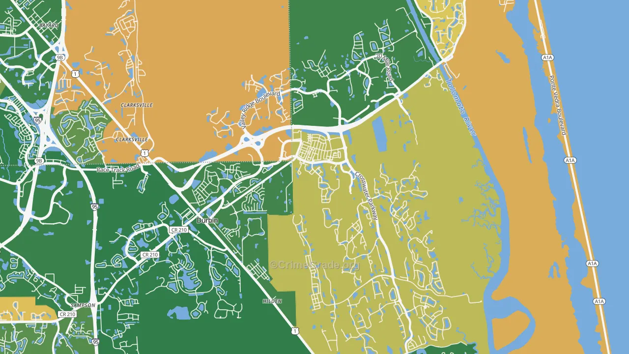 Ponte Vedra, FL Map of Robbery Rates