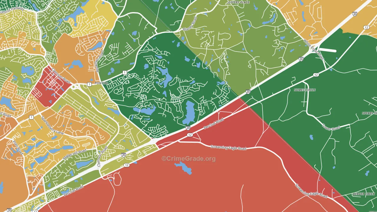 Pontiac, SC Map of Robbery Rates