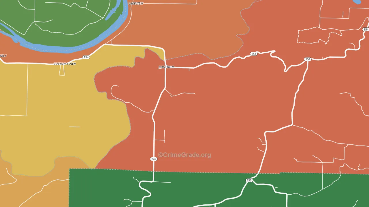 Pontoon, AR Map of Robbery Rates