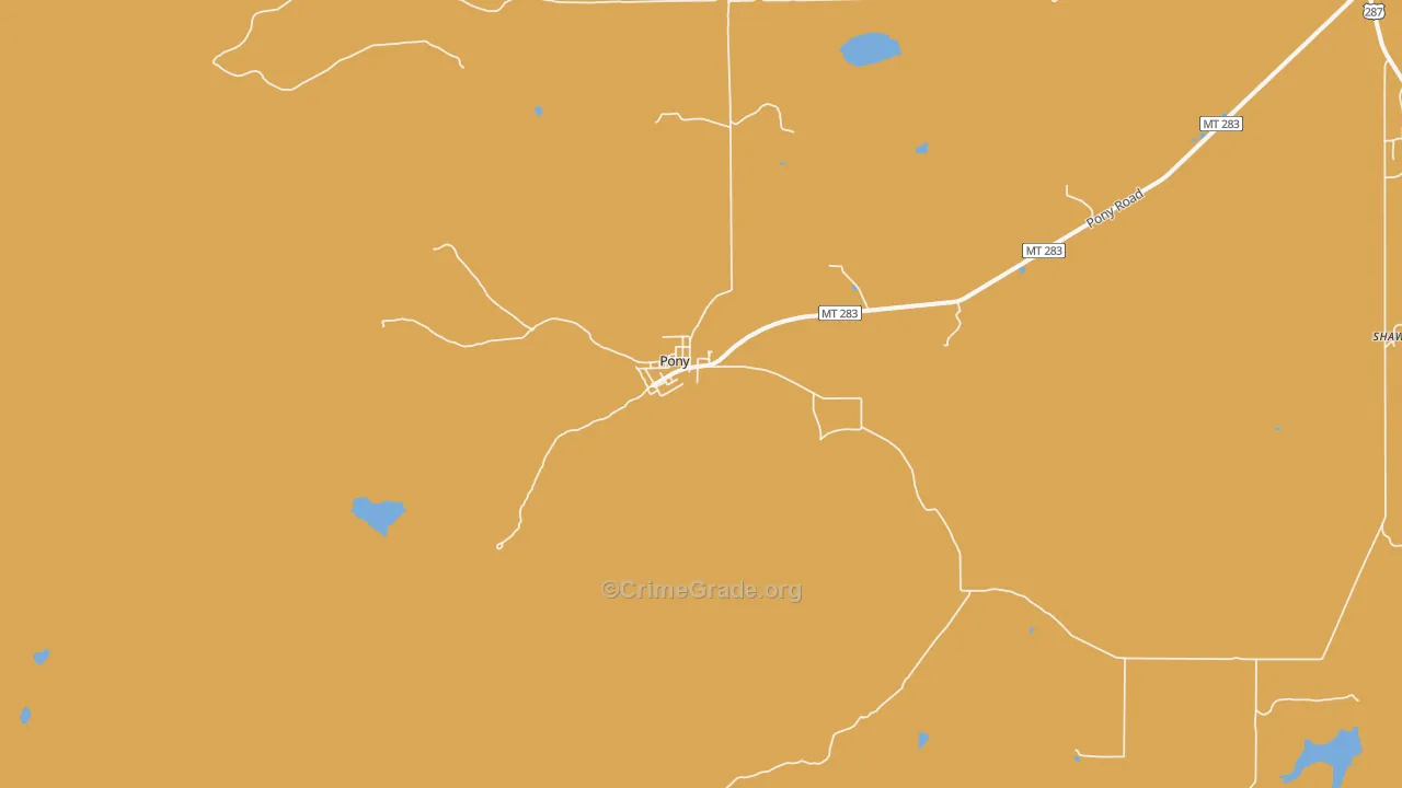 Pony, MT Map of Robbery Rates