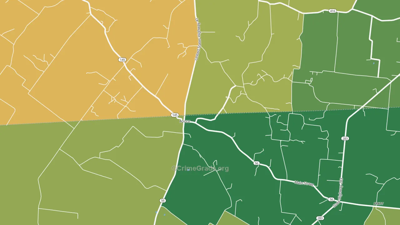 Poole, KY Map of Robbery Rates