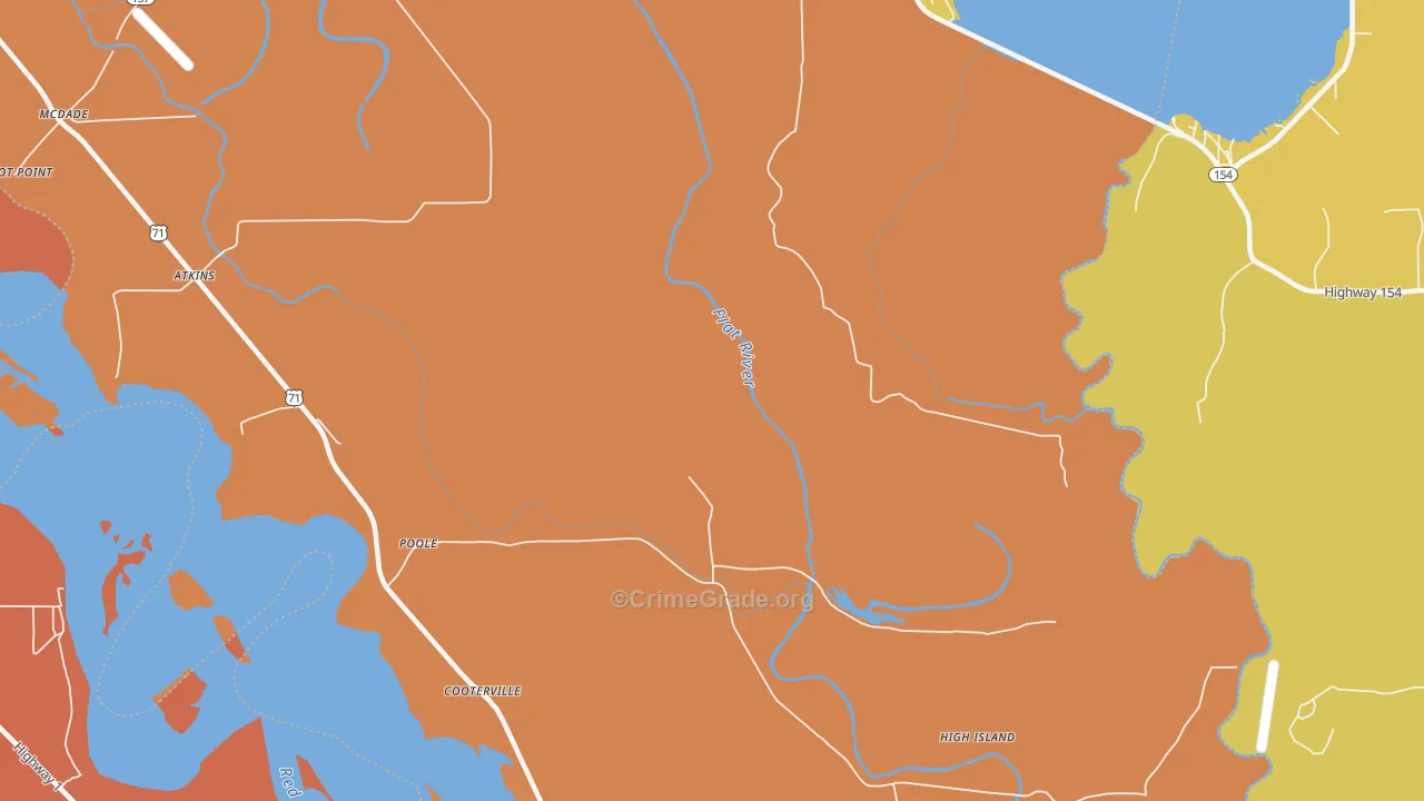 Poole, LA Map of Robbery Rates