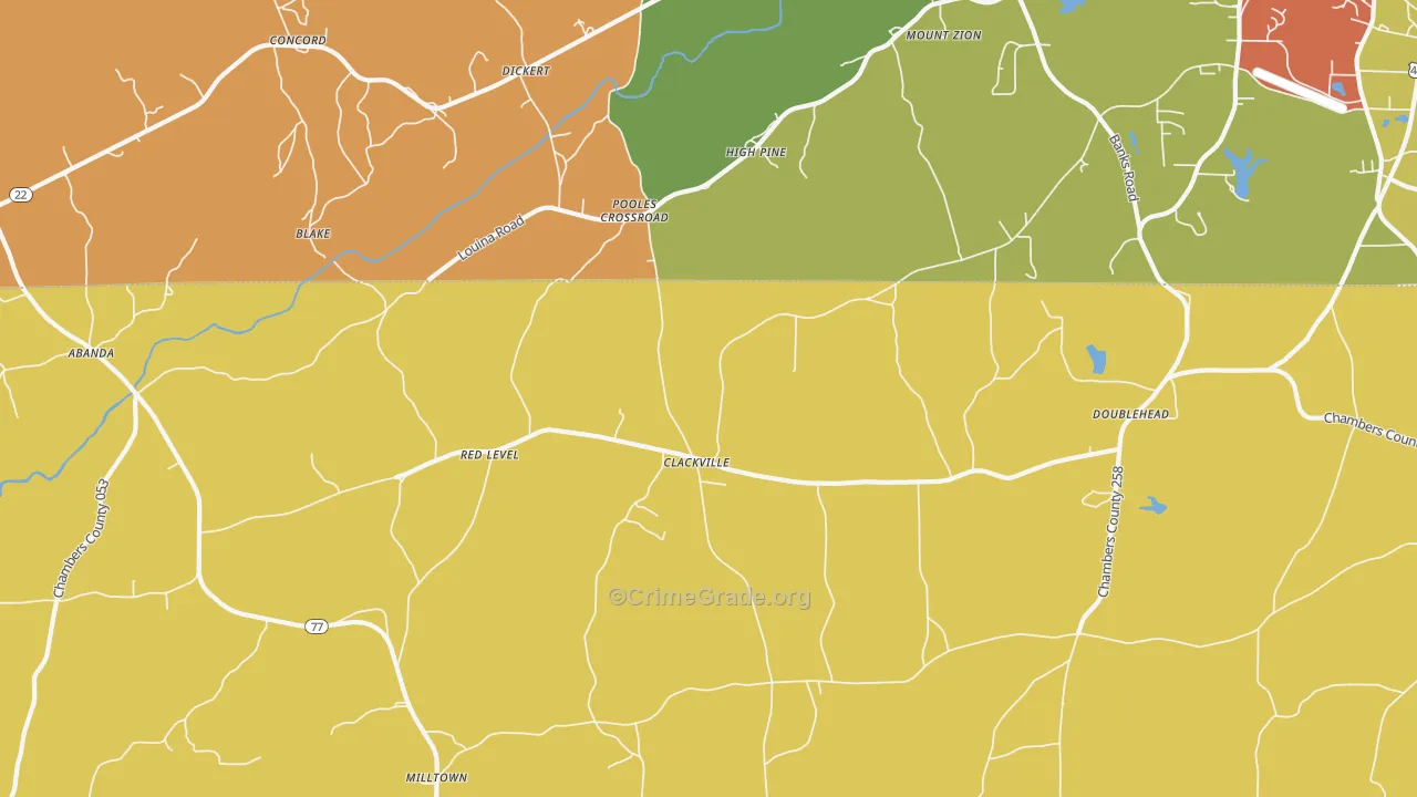 Pooles Crossroad, AL Map of Robbery Rates