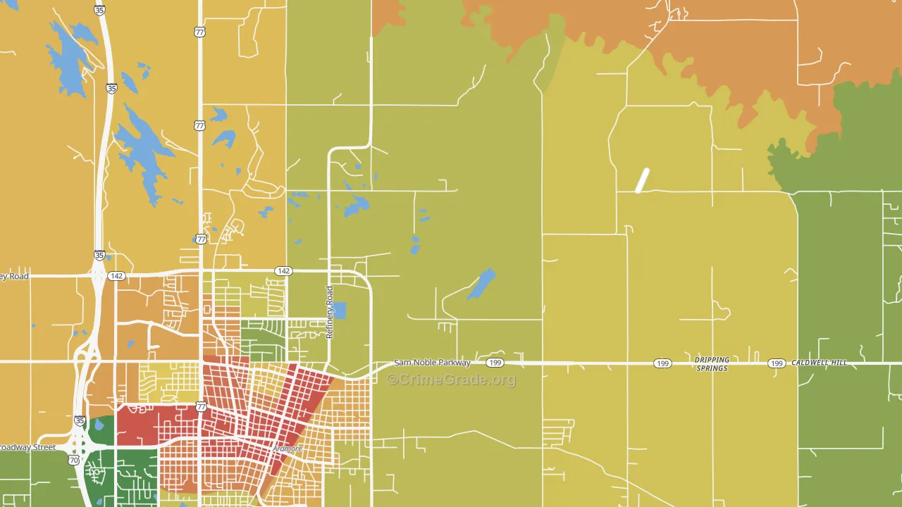 Pooleville, OK Map of Robbery Rates